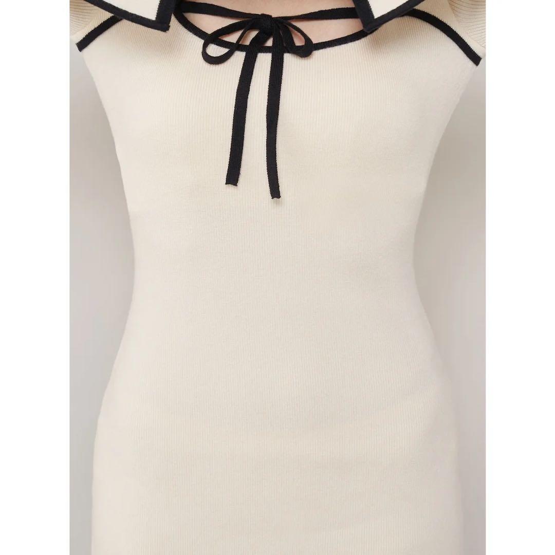 新品タグ ダーリッチ ブラック フロントオープンリボンニットミニワンピース FL