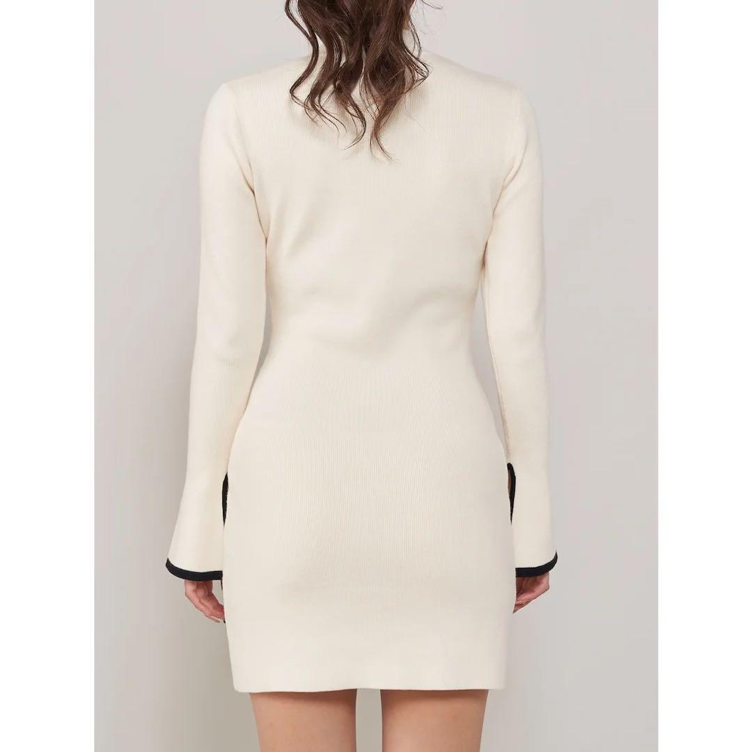 新品タグ ダーリッチ ブラック フロントオープンリボンニットミニワンピース FL