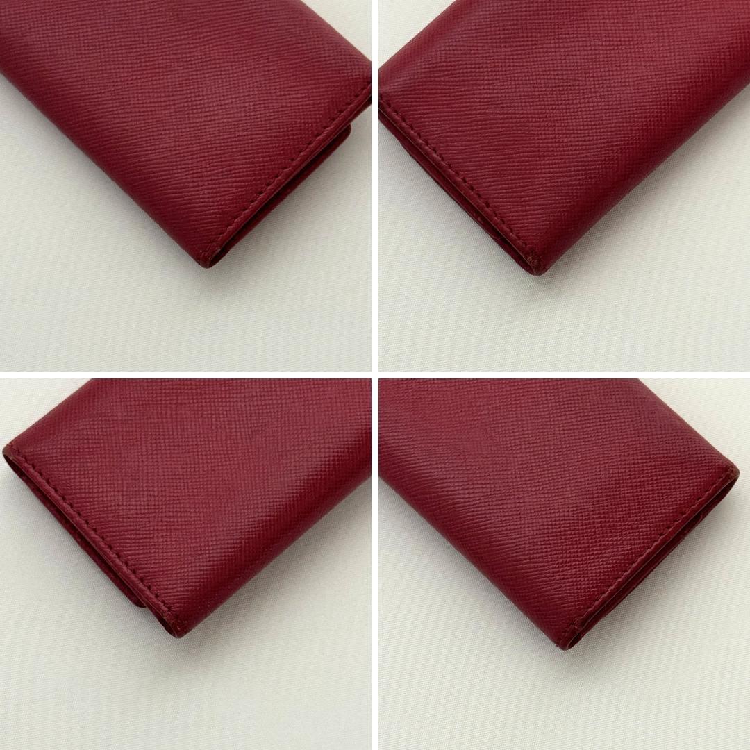 PRADA　プラダ　6連キーケース　三角ロゴプレート サフィアーノレザー　赤