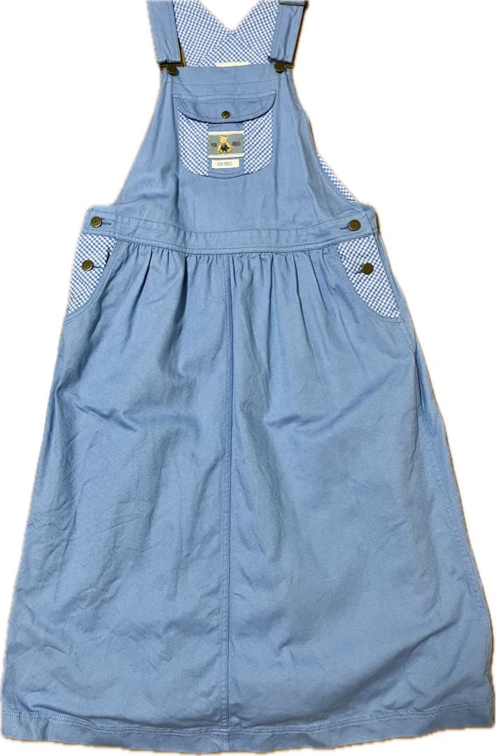 pink house ギンガムチェック使いサロペットスカート ブルー