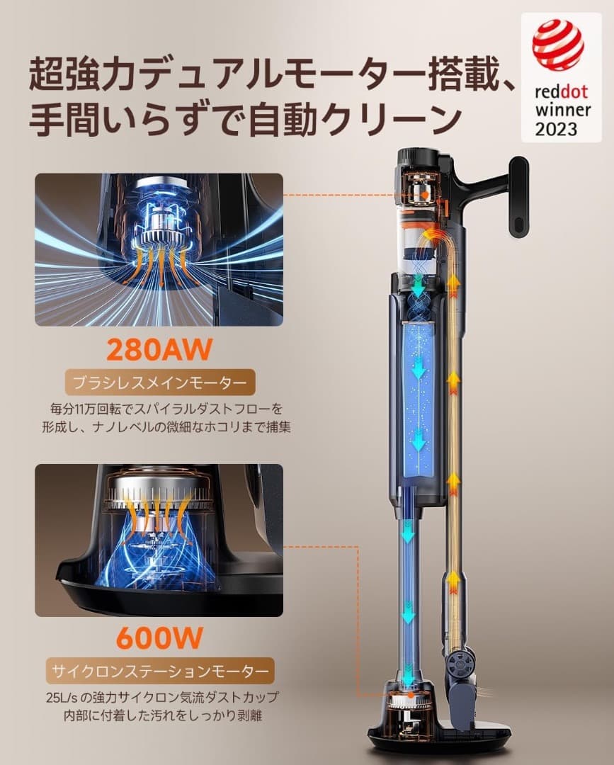 uwant V600掃除機 コードレス 65000Pa 自動ゴミ収集ドック - メルカリ