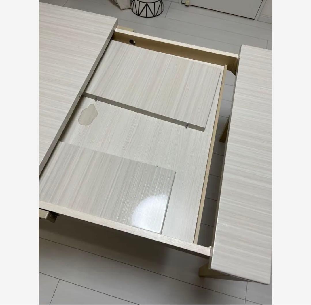 アビー　ABBY　伸長式テーブル　ホワイトUV塗装 伸長ダイニングテーブル