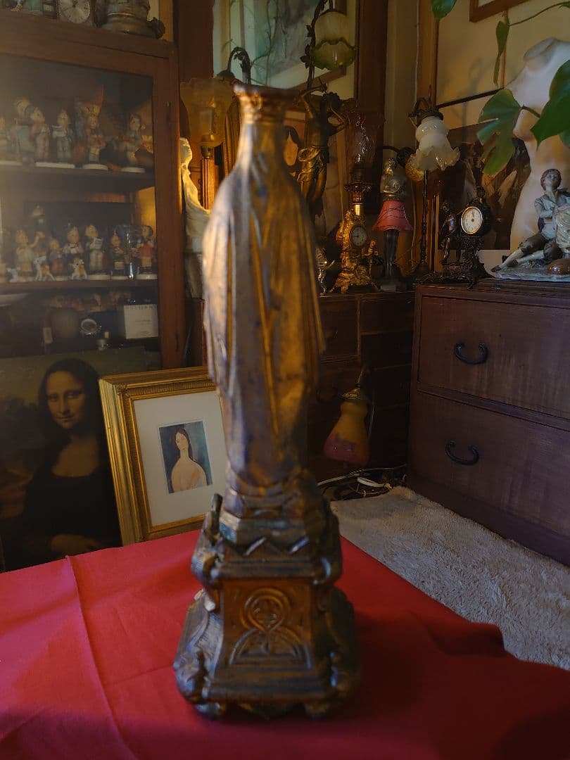 フランス1900s'マリア様 金彩 メタル像