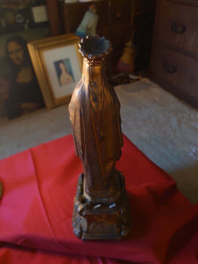 フランス1900s'マリア様 金彩 メタル像