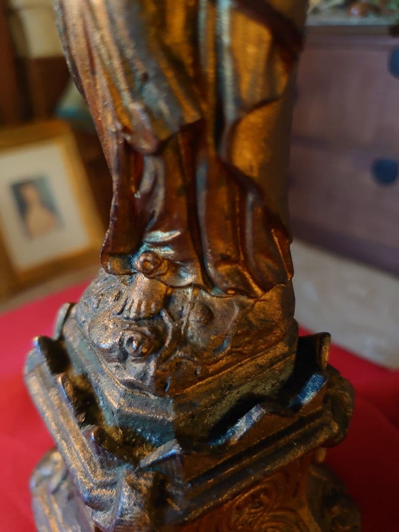 フランス1900s'マリア様 金彩 メタル像