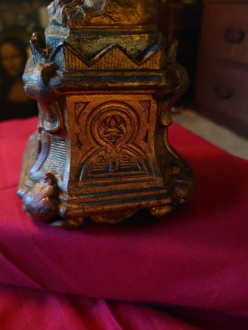 フランス1900s'マリア様 金彩 メタル像