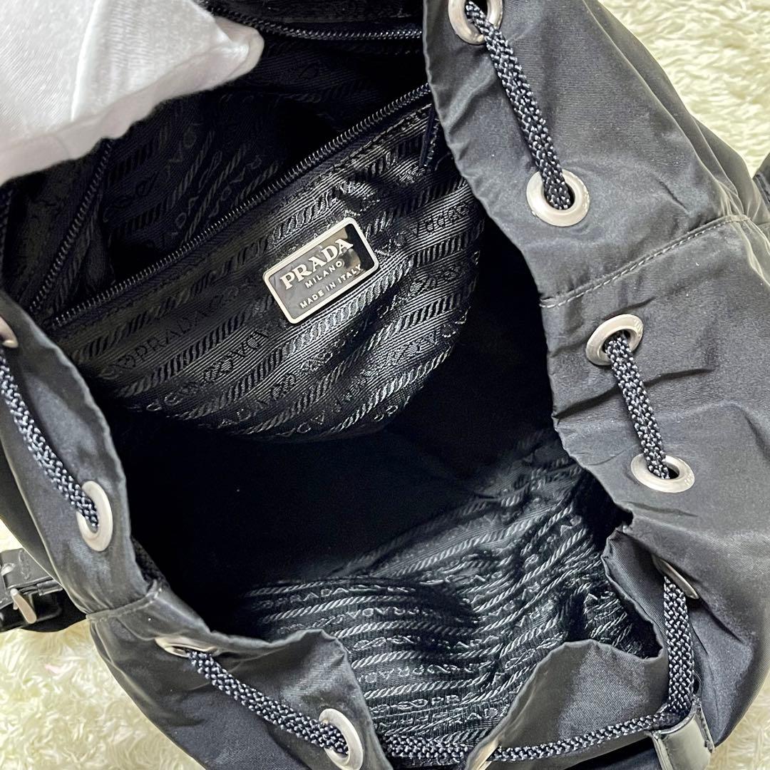 PRADA リュック ナイロン×レザー 黒 ブラック 三角ロゴ 巾着 大容量