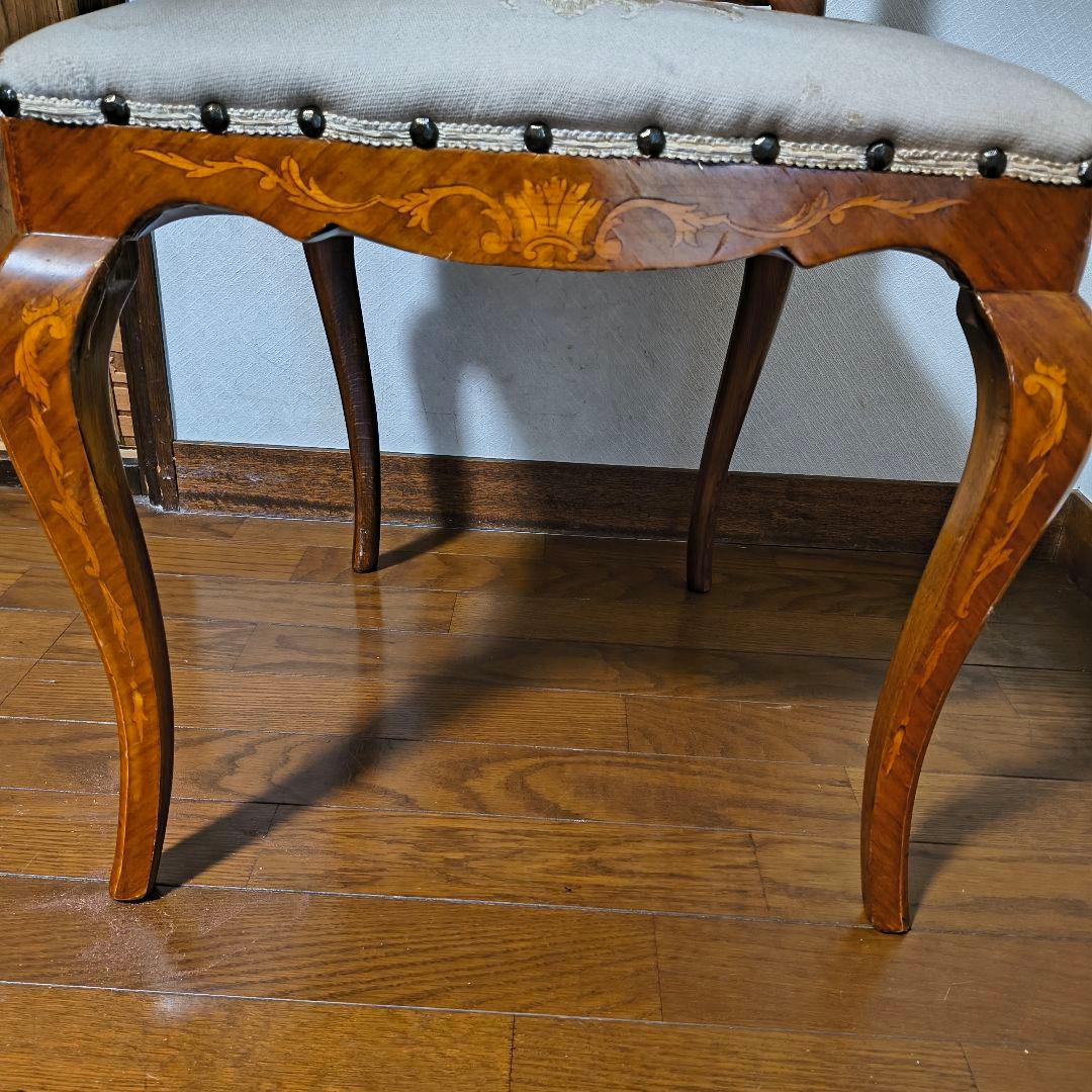 イタリア製 クラシック木製ダイニングチェア 刺繍