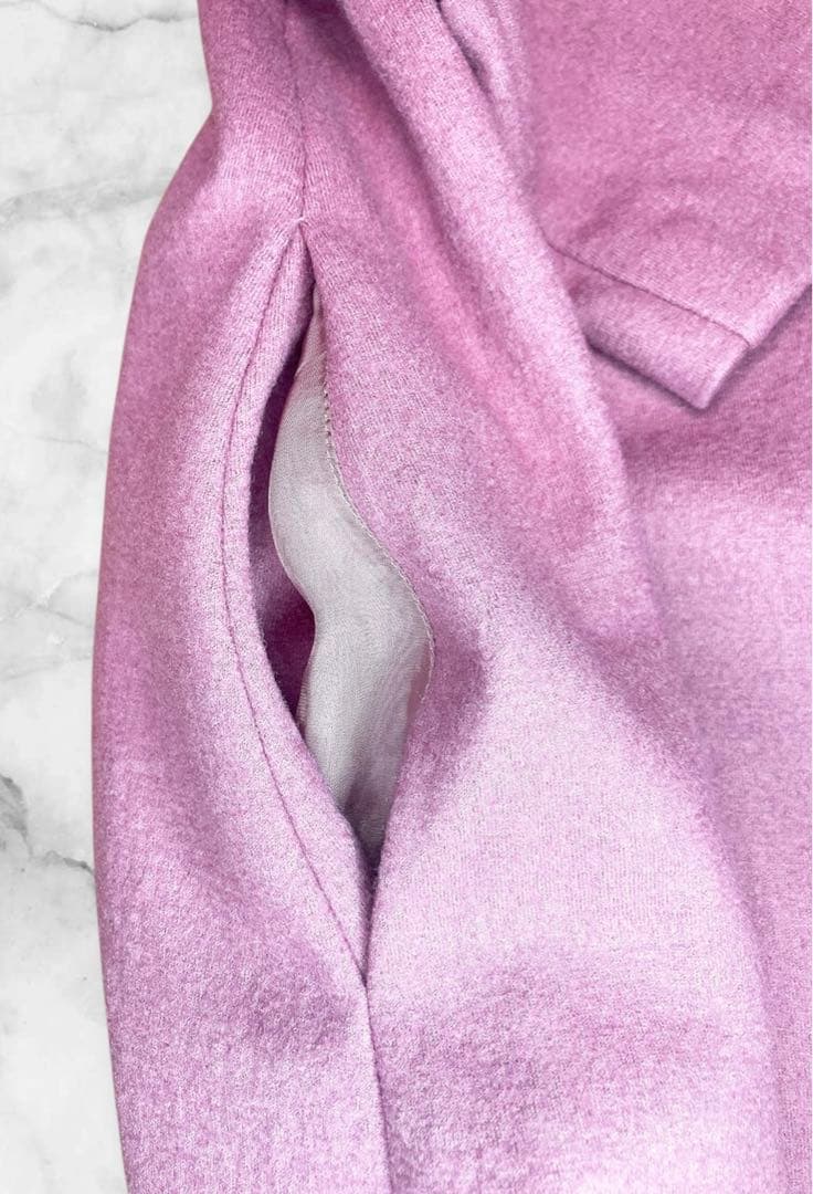 【新品未使用】M'S GRACYコサージュ付パフスリーブピンクAラインワンピース