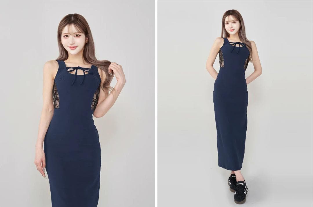 ダーリッチ darich サイドレースカットロングワンピース FREE ブラック