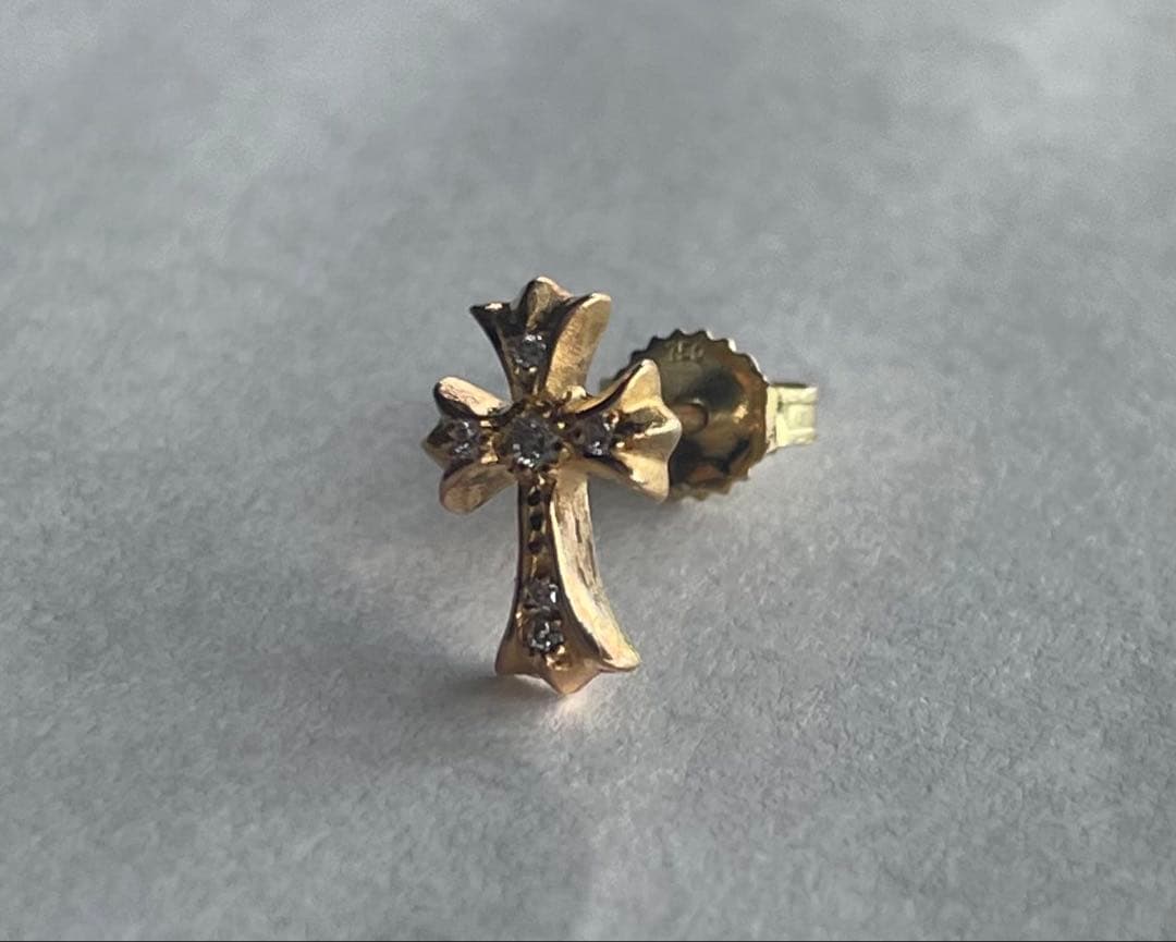 22k 6Pダイヤ クロスピアス プラス 22金 パヴェダイヤ