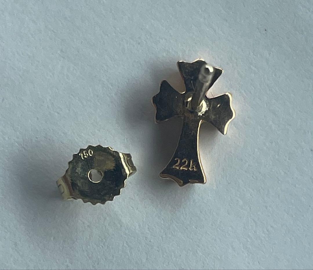 22k 6Pダイヤ クロスピアス プラス 22金 パヴェダイヤ