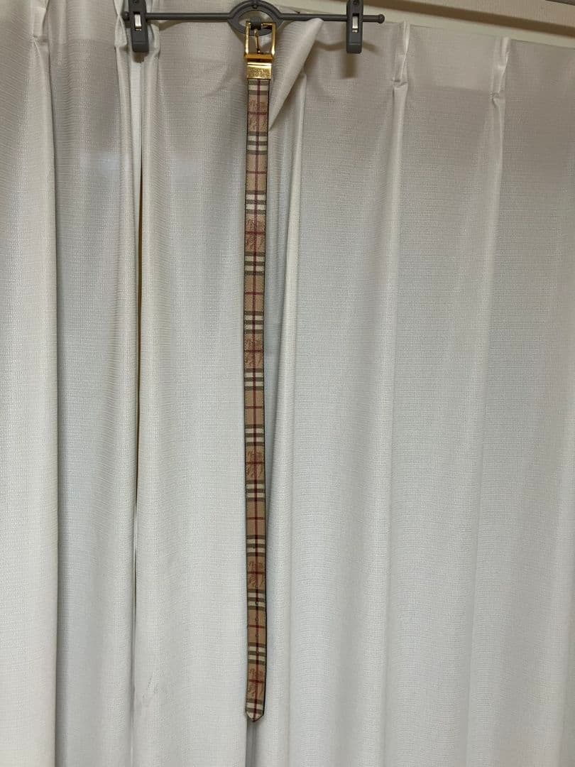 や*ん様 希少 バーバリー チェック柄レザーベルト ゴールドバックル