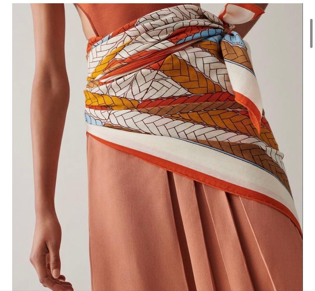 極美品☆エルメス　カレジュアン140 トレスH カシミヤストール カシシル