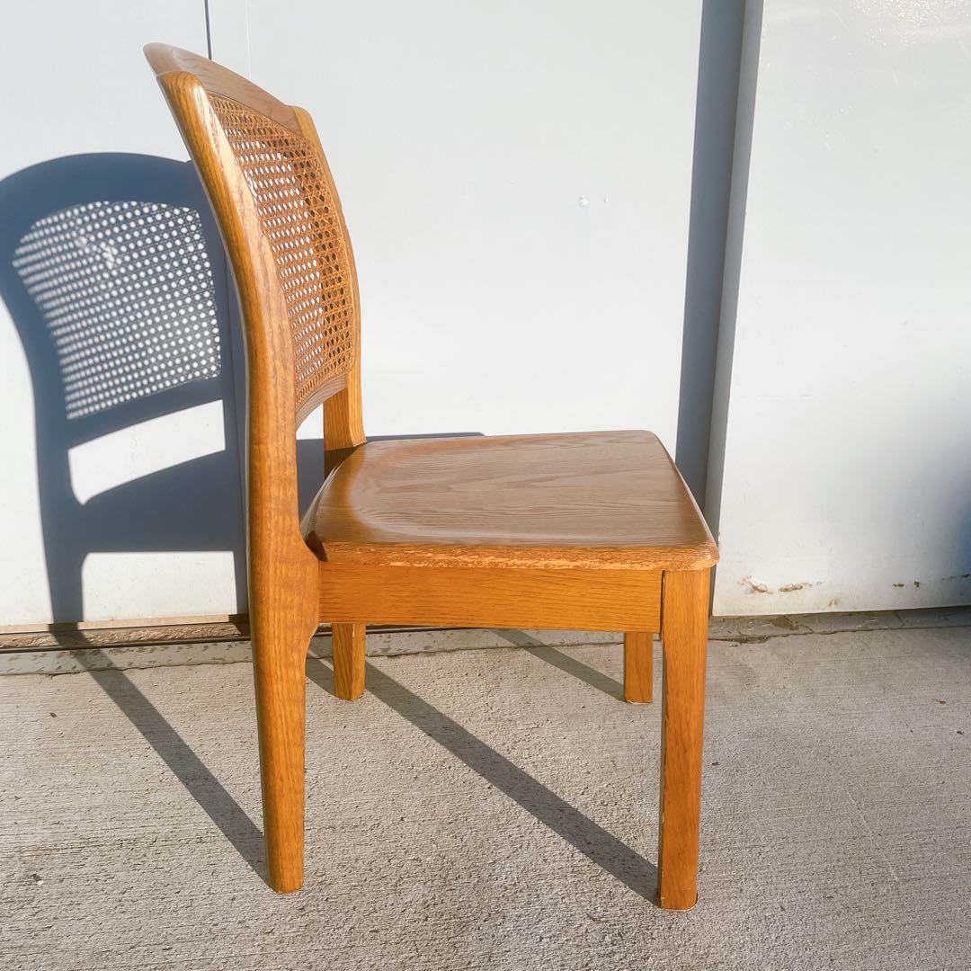 【希少①】マルニ maruni 木製ダイニングチェア ラタン 籐 旧ロゴ 椅子