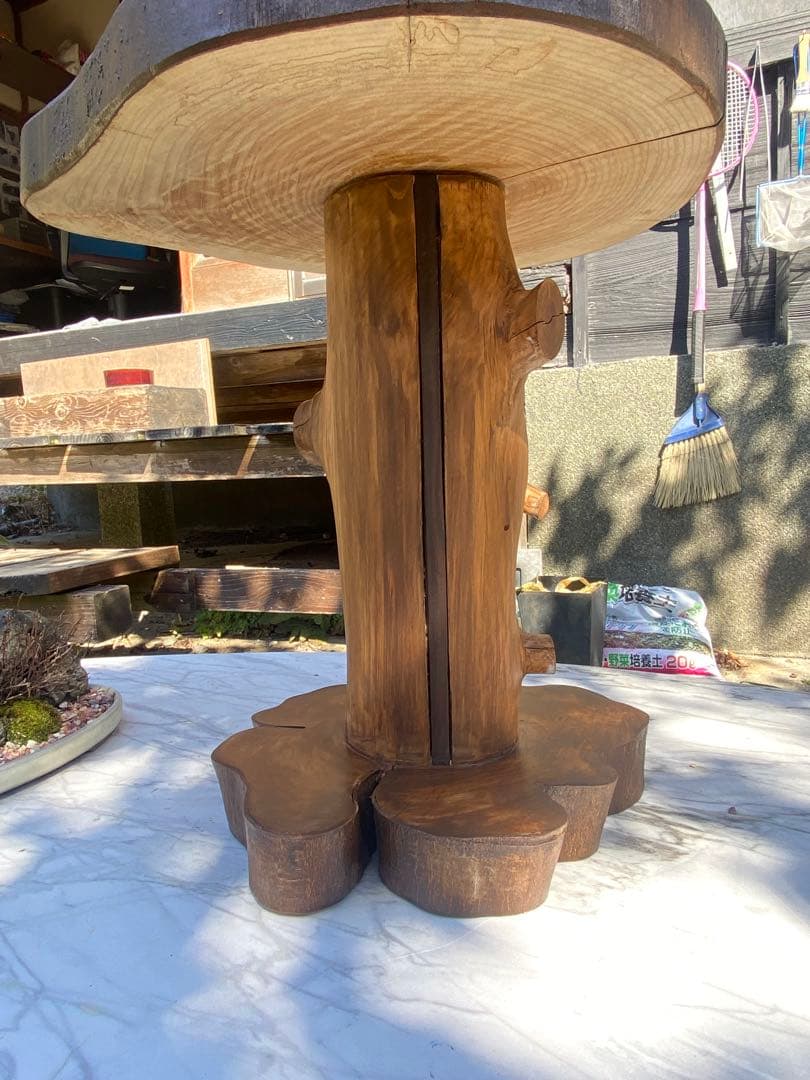 木製 自然形状 テーブル 観葉植物スタンド スツール