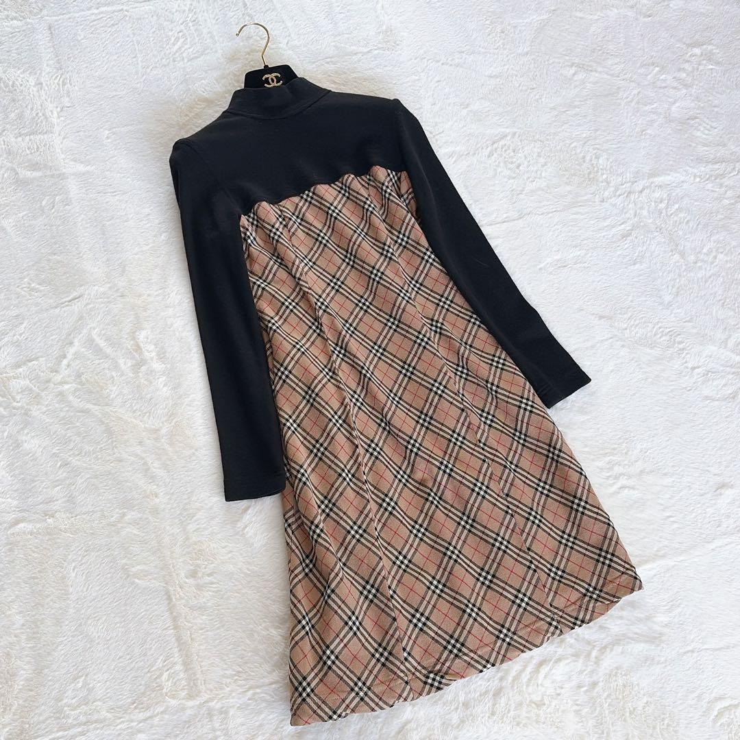 【バーバリーズブルーレーベル】アシメタートル ドッキングワンピース ノバチェック