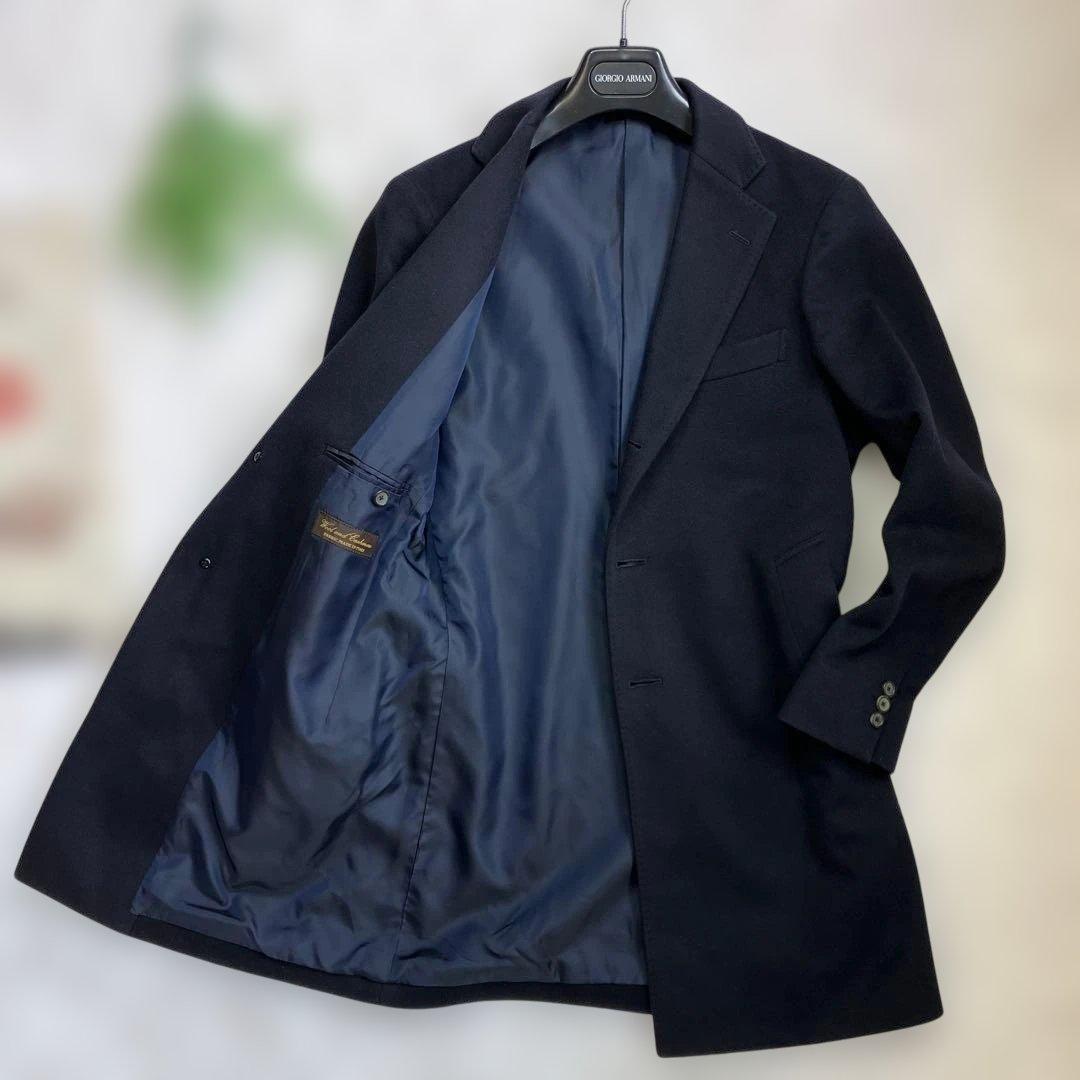 エディフィス 定番ウール チェスターコート XL ブルー ブラウン2着