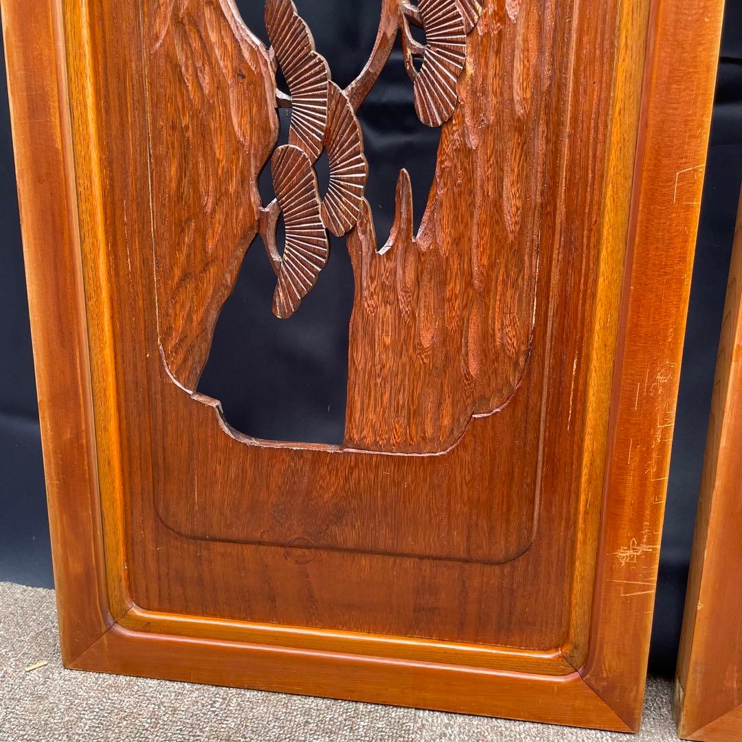 【送料込‼︎土日発送】欄間　2枚セット　レトロ　昭和　和室　手彫り