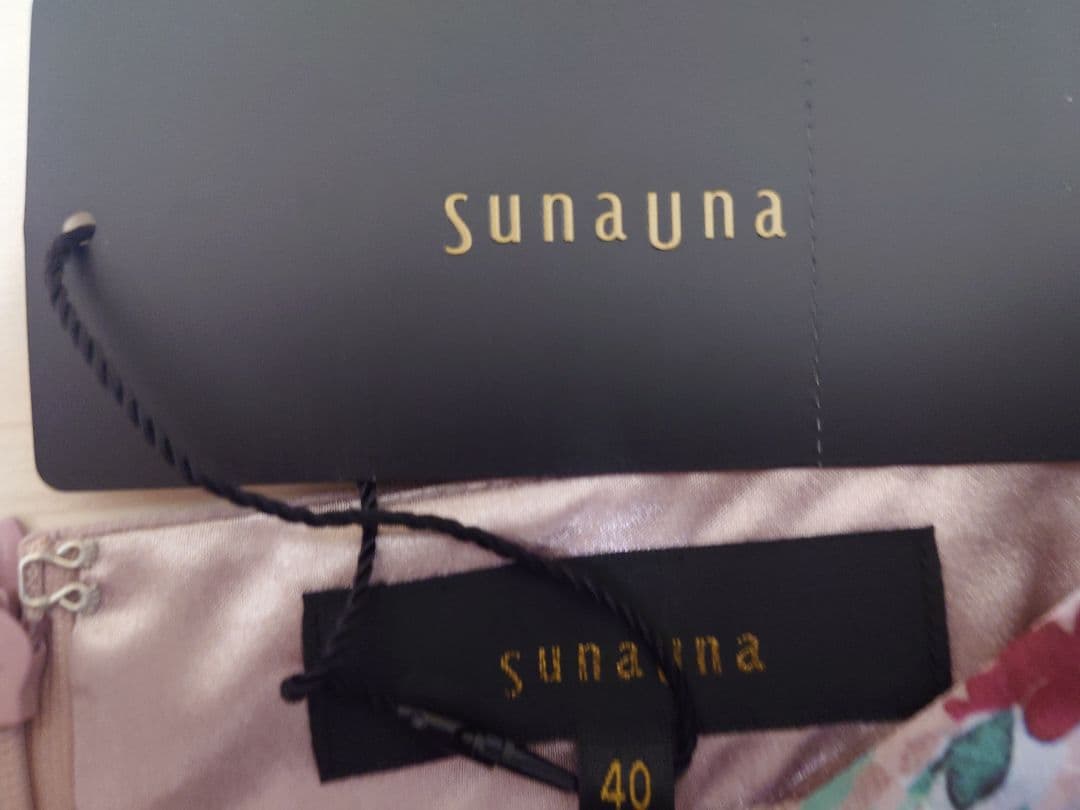 sunauna 花柄 七分袖ひざ丈ワンピース スーナウーナ　L　40