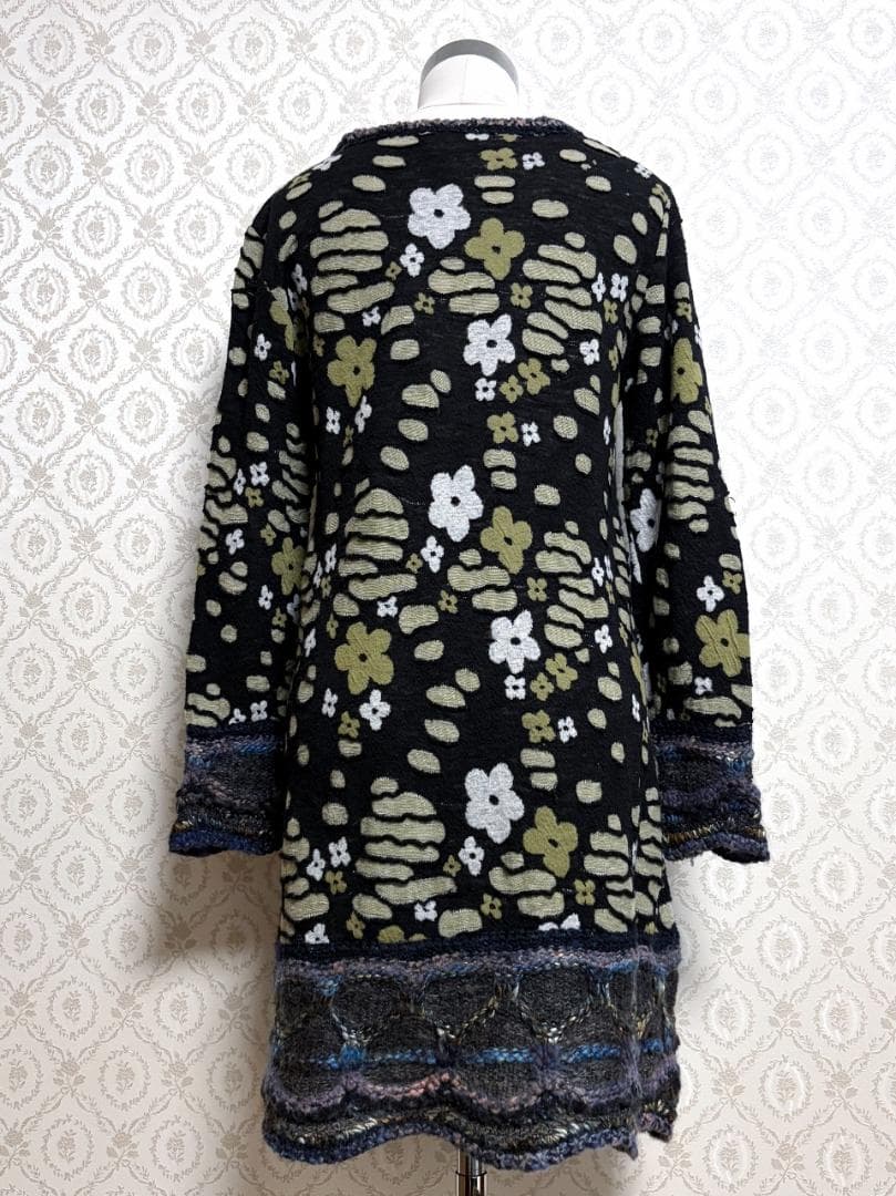 M.&KYOKO エムアンドキョウコ 花柄 ウール 刺繍 チュニックワンピース