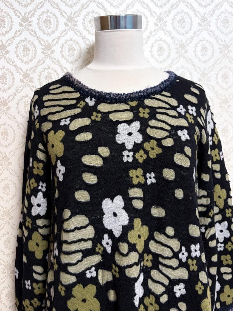 M.&KYOKO エムアンドキョウコ 花柄 ウール 刺繍 チュニックワンピース