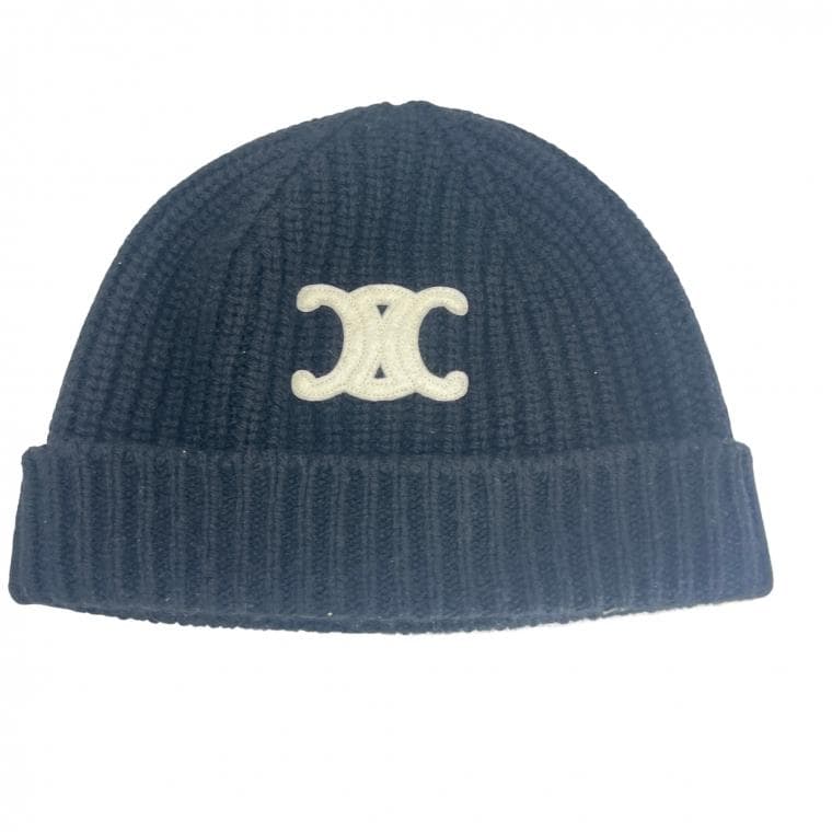 CELINE セリーヌ トリオンフ ニット帽 カシミヤ ブラック 正規品