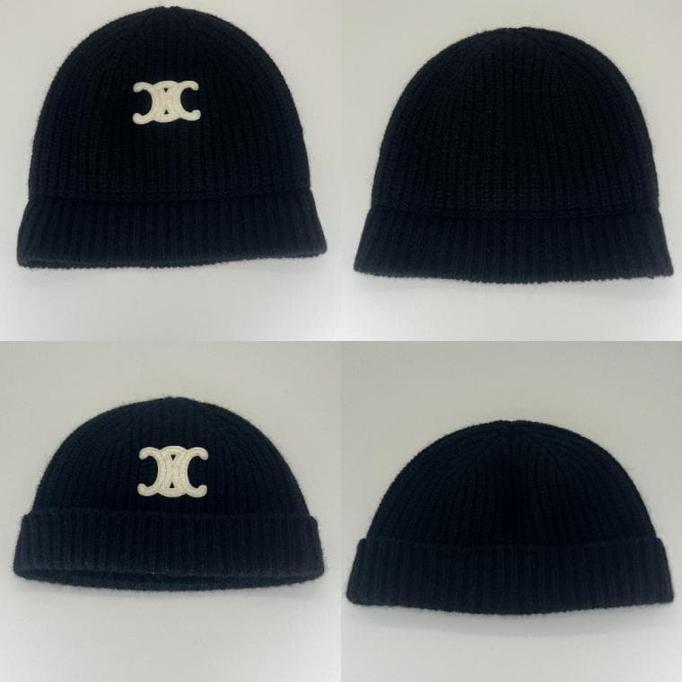 CELINE セリーヌ トリオンフ ニット帽 カシミヤ ブラック 正規品