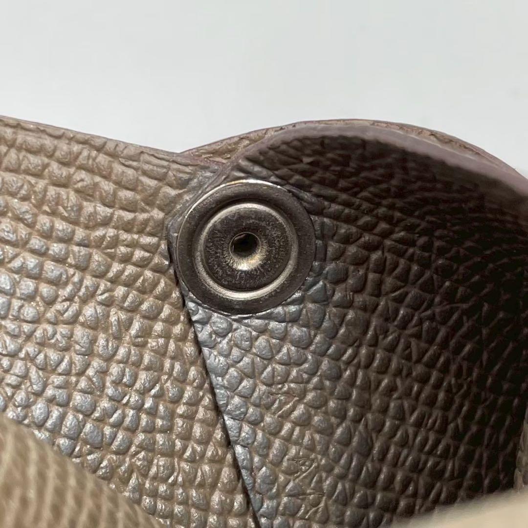 良品　エルメス　バスティア　ケース　コンパクトウォレット　レザー　ブラウン