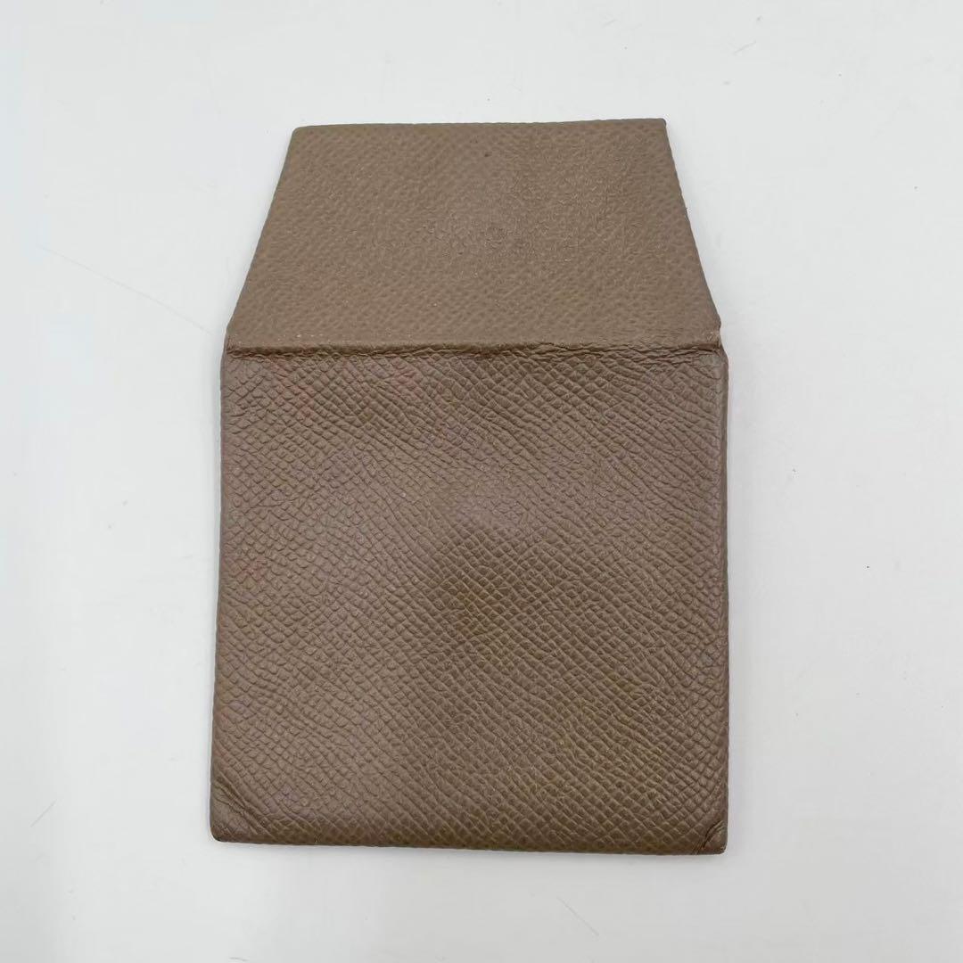 良品　エルメス　バスティア　ケース　コンパクトウォレット　レザー　ブラウン