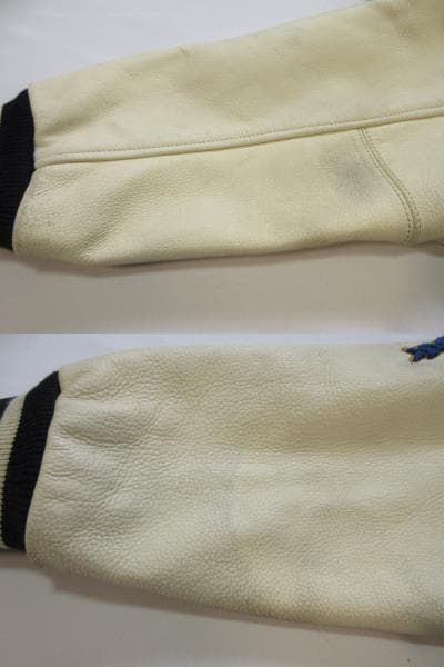 老*ー様 VAN-JAC　ヴァンヂャケット　アーチロゴ袖革スタジャン　L　べルソ