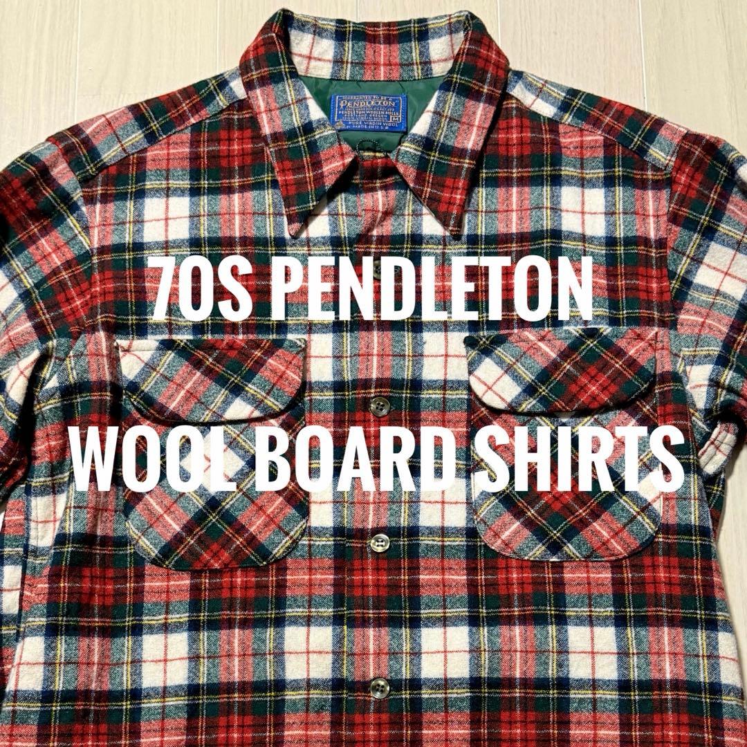 70s USA製 ペンドルトンボードシャツ好配色 赤青緑白 - メルカリ