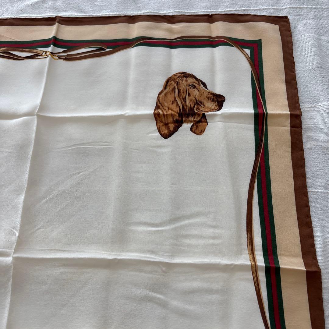 GUCCI シルク　ミニスカーフ　シェリーライン　犬　ドッグ　イタリア製　グッチ