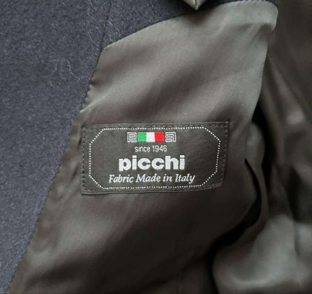 カシミヤ混　ユニバーサルランゲージ チェスターコート ウール ネイビー L