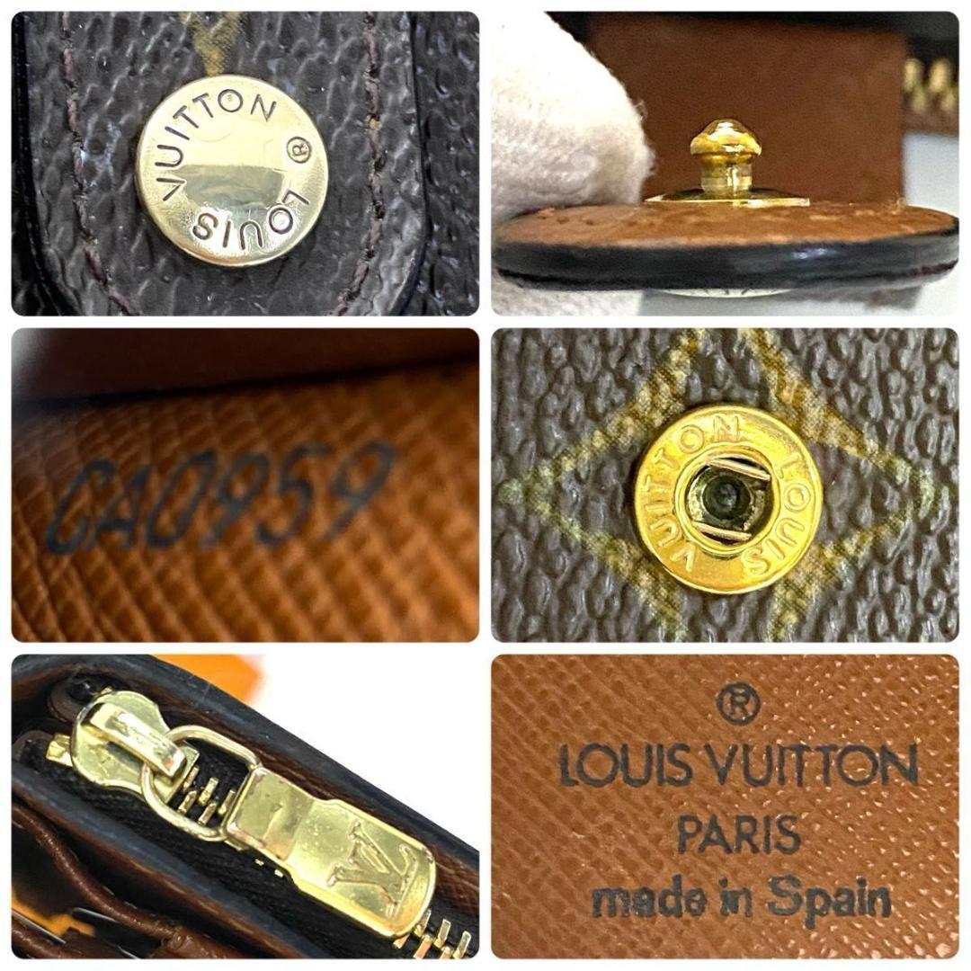 ルイ ヴィトン◎コンパクトジップ モノグラム ラウンドファスナー 二つ折り 茶色