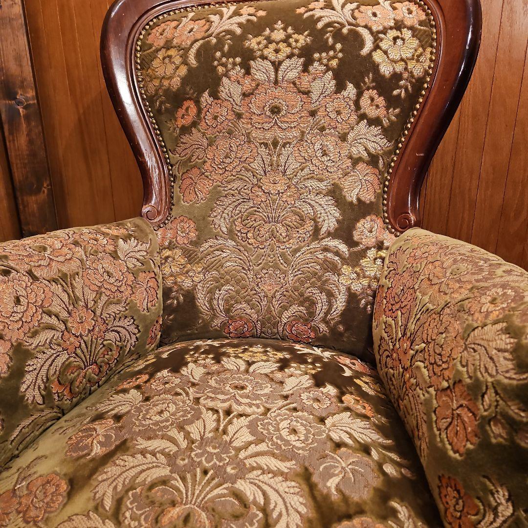 イタリア製 ヴィンテージソファ 金華山織 猫脚ソファ Ｂ パーソナルチェア