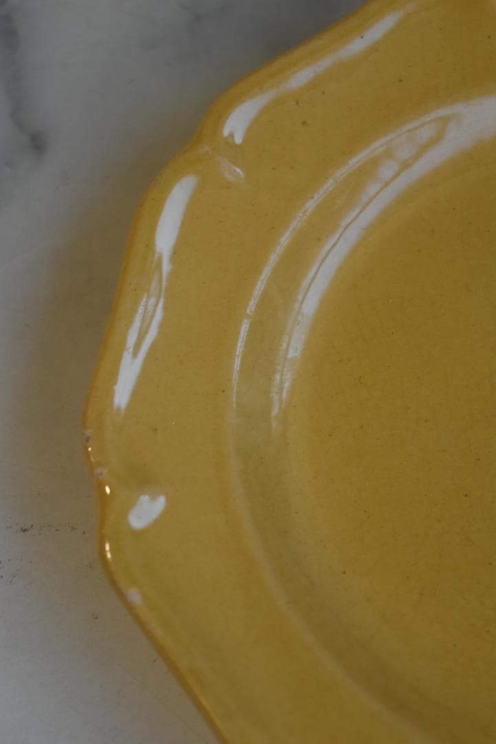 1枚はおまけ 19世紀アプト窯 黄釉花リム デセール皿 アンティーク