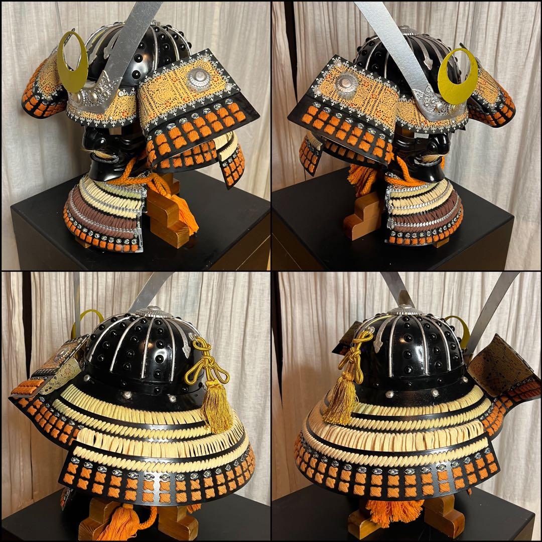 【希少•未着用】萌黄色（緑）縅糸 鉄地黒胴当世具足 【甲冑 等身大】 鎧 一式