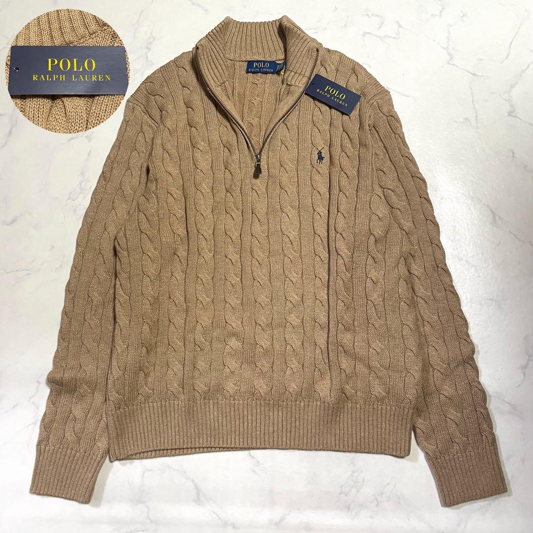 未使用タグ付♪ポロラルフローレン ケーブルニット ハーフジップ