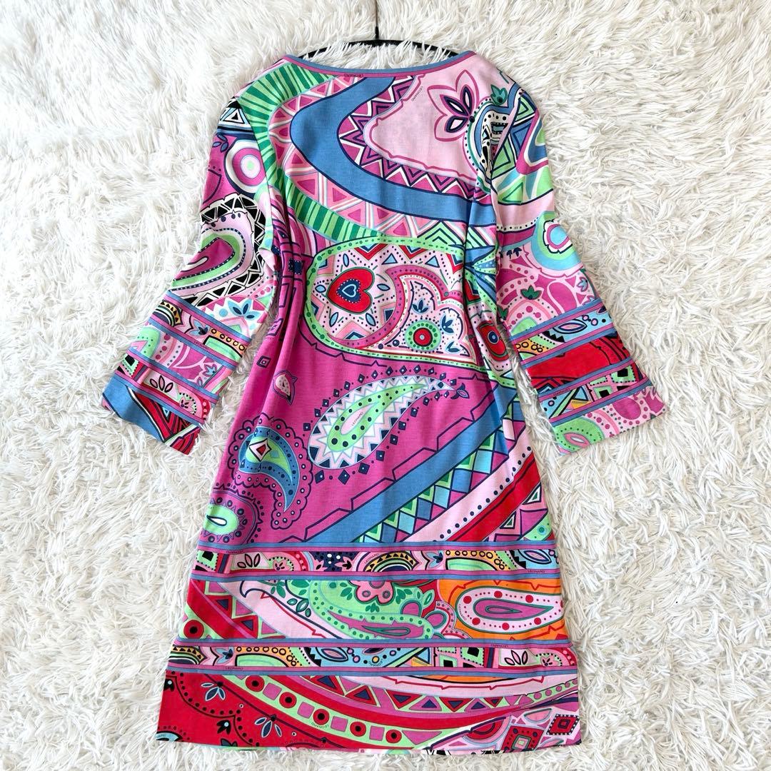 レオナール LEONARD ワンピース 幾何学 ペイズリー柄 総柄 マルチカラー