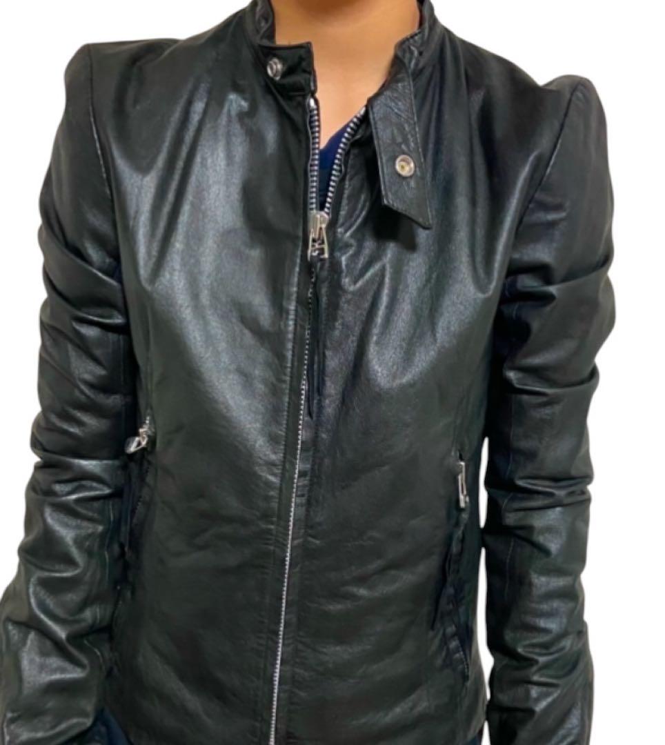 【EKAM エカム】変形 袖長 ライダース レザージャケット