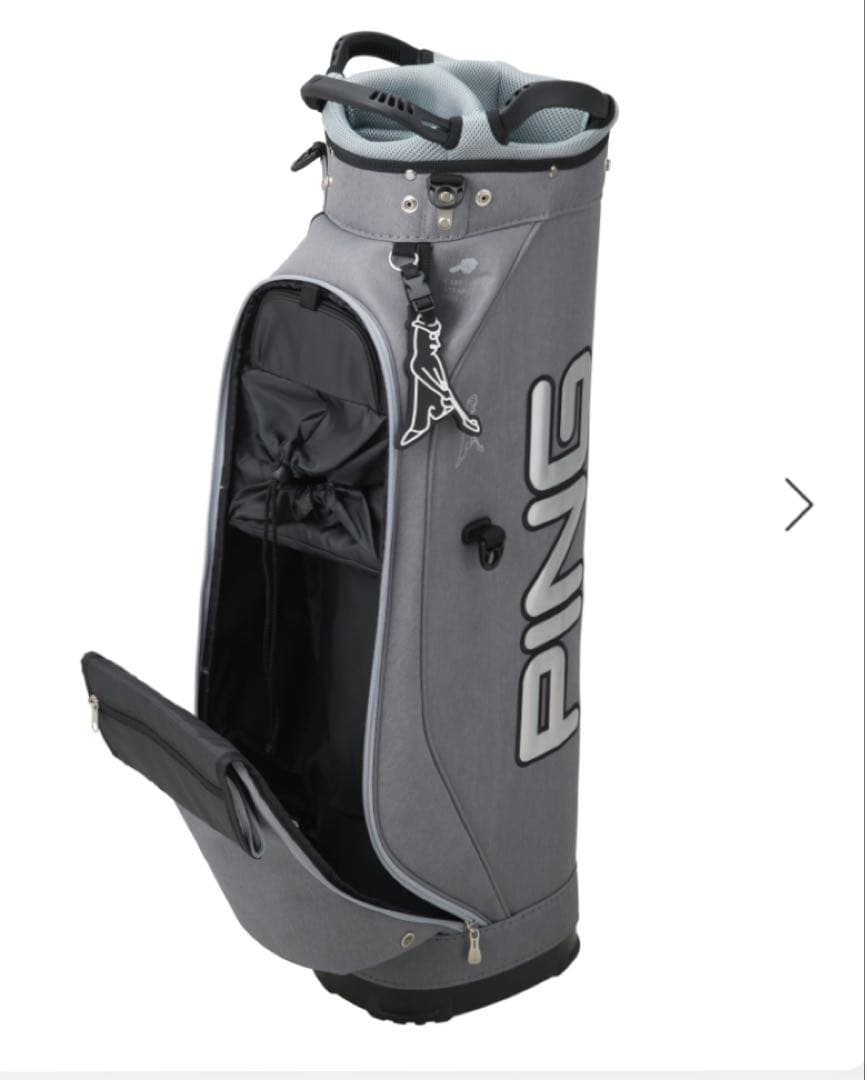 PING グレー キャディバッグ フード付き　CB-P2302 ワンポケット