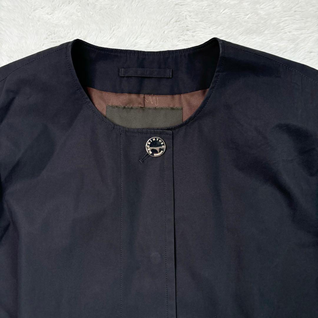 極美品✨マッキントッシュロンドン ノーカラーコート 撥水加工 ブラック 裏地総柄