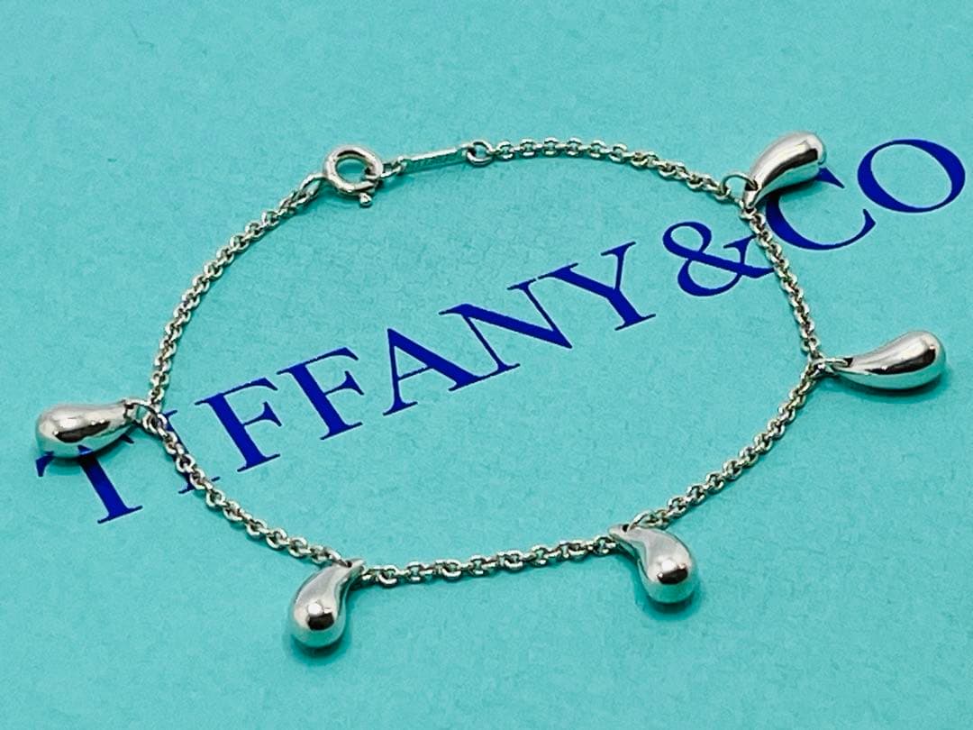 c695 美品　希少　ティファニー　ティアドロップ　5連　ブレスレット　925