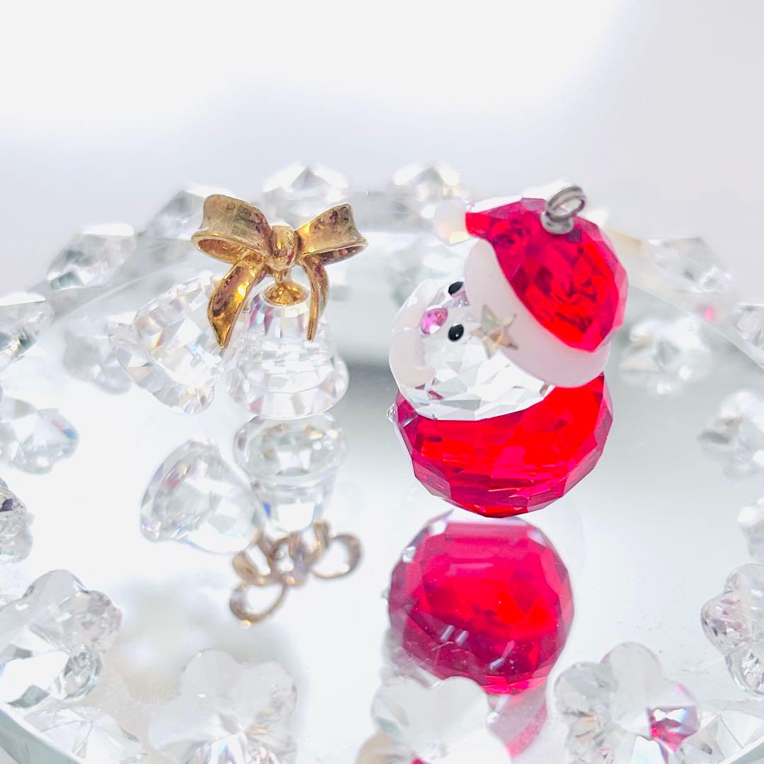 673【星付帽子★ピンク鼻】廃盤ロッキングサンタ♡クリスマス／SWAROVSKI