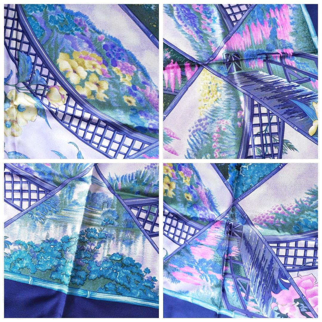 HERMES GIVERNY モネの庭 スカーフ カレ90 花と庭園 ネイビー - メルカリ