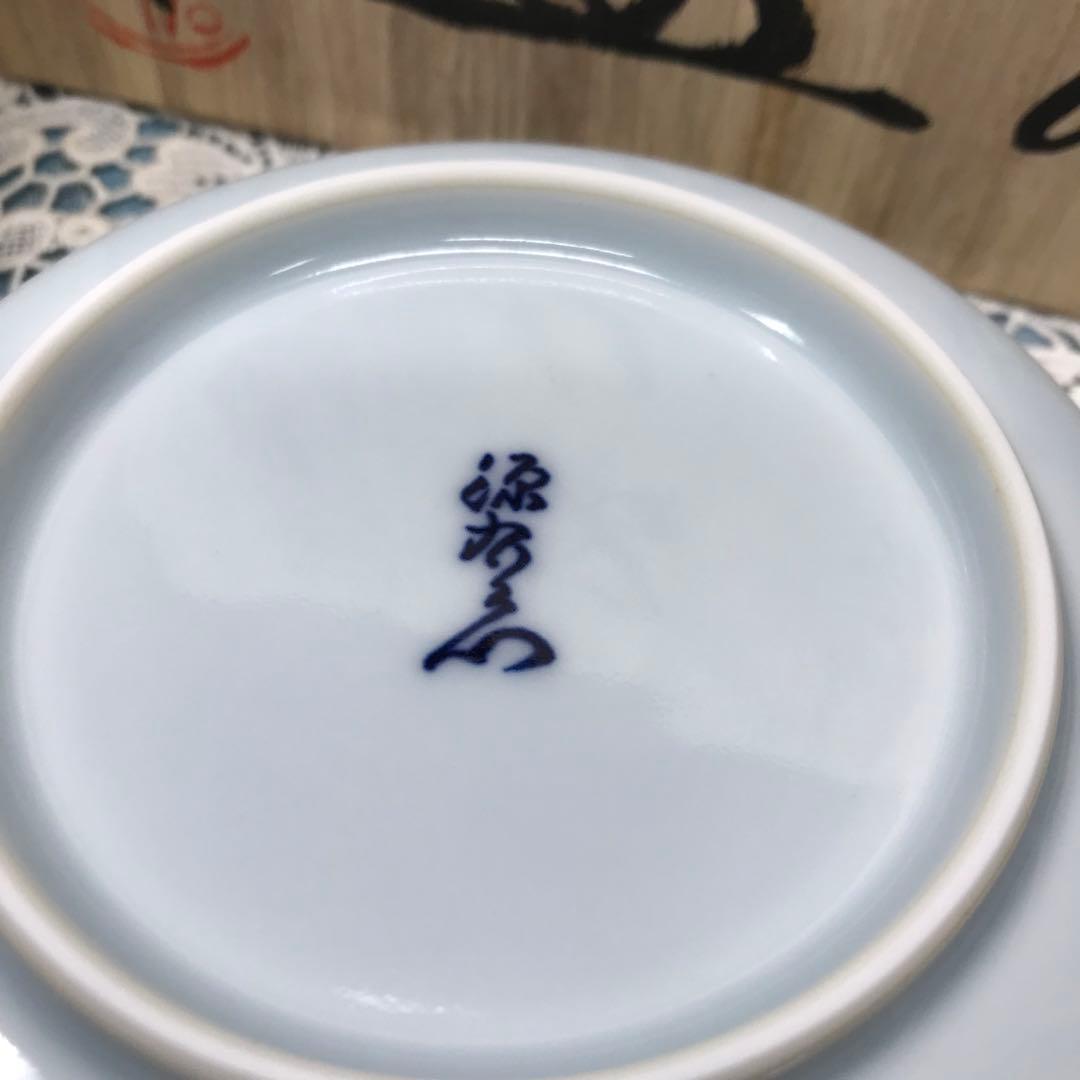 源右衛門窯　染錦丸紋　丸皿　取皿　5枚1式　木箱入り