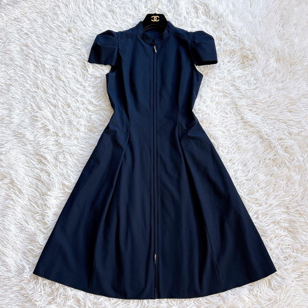 美品✨ フォクシーニューヨーク 付け襟 パフスリーブ ワンピース 濃紺 38