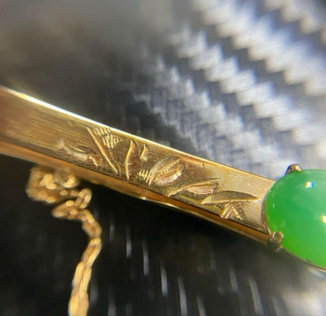 18K刻印　ネクタイピン　ジャンク　5.37g ヴィンテージ　翡翠