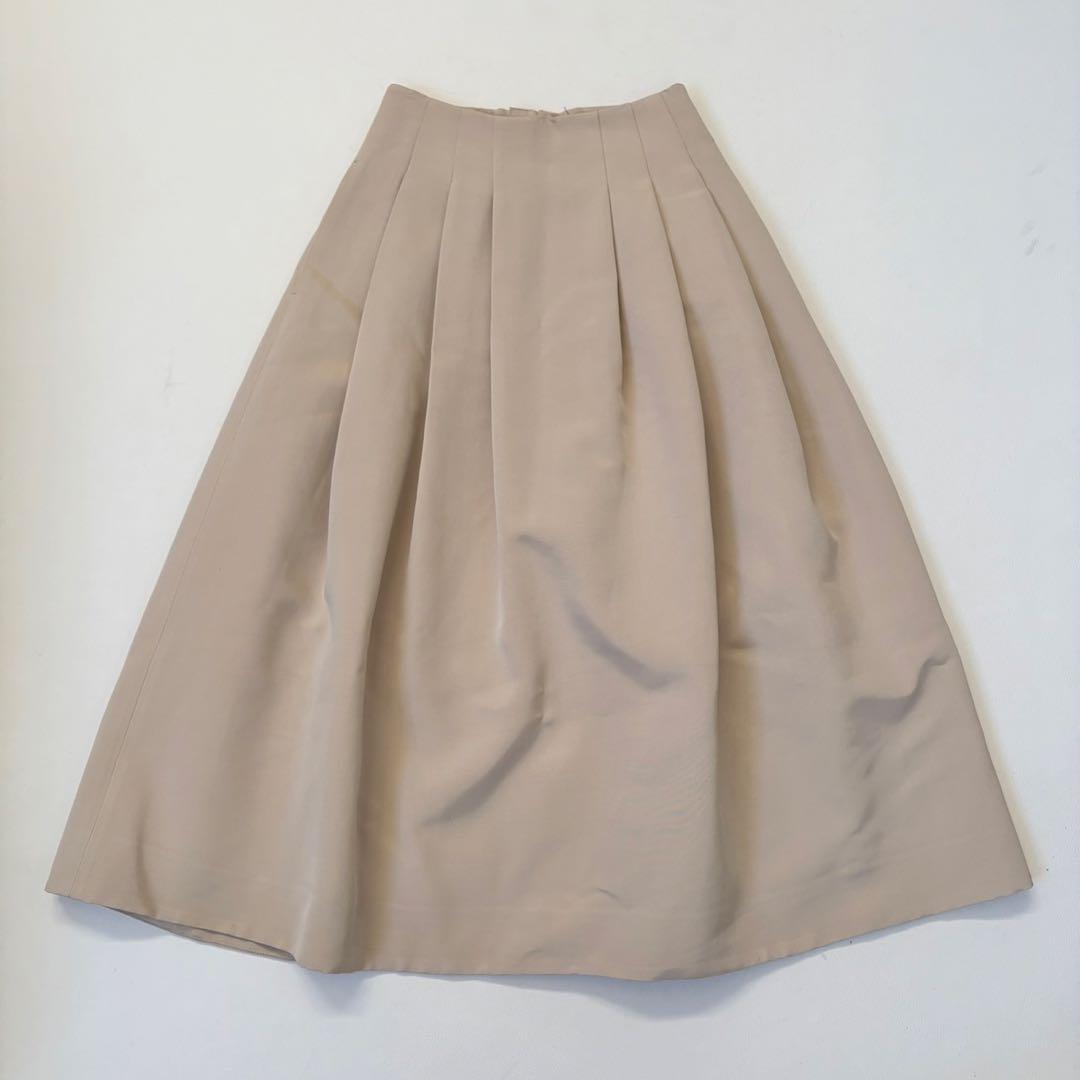 定価12万 近年モデル DRAWER ウール タックフレアスカート ベージュ